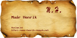 Maár Henrik névjegykártya